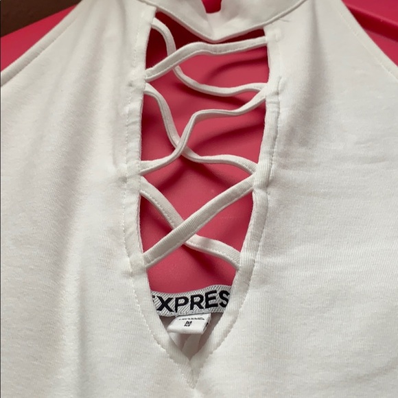 White Express skater dress w choker lace up halter - Picture 3 of 6